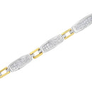 14K Yellow and White Gold 2.0 Cttw Princess Cut Diamond Tapered and Equal Sign Link Bracelet (G-H Color, SI1-SI2 Clarity) - 7"-9