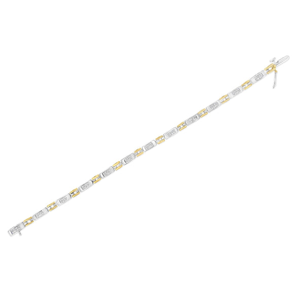 10K Two-Tone Gold Princess Cut Diamond Geo Link Bracelet (1.00 cttw, H-I Color, SI1-SI2 Clarity)