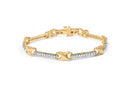 10K Yellow Gold 1.00 Cttw Pave Set Diamond Bar and  X-Link 7" Bracelet (I-J Color, I3 Quality)-5