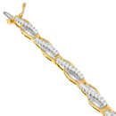 14K Yellow Gold Round and Baguette Cut Winding Love Diamond Bracelet (3.00 cttw, H-I Color, SI1-SI2 Clarity)-6
