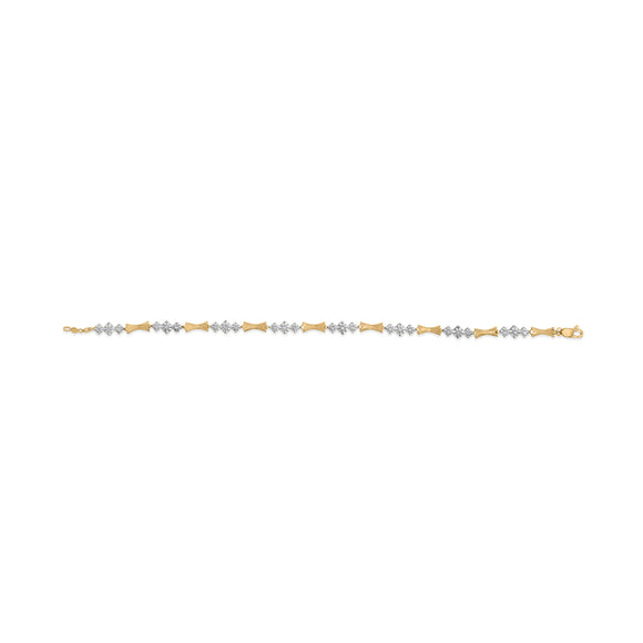 10k Gold 1/3 Cttw Diamond Miracle Set Alternating Bar and Link Bracelet (I-J Color, I1-I2 Clarity) - 7.75" Inches