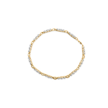 10k Yellow Gold 1.00 Cttw Diamond 3 Stone Link Bracelet (I-J Color, I1-I2 Clarity) -7.25" Inches - 0