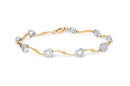 10k Two-Tone Gold 1/3 Cttw Diamond Pave Set Heart S-Link 7.25" Bracelet (I-J Color, I2-I3 Clarity)-5