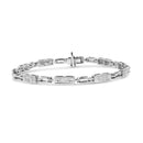 14K White Gold 1.0 Cttw Invisible Set Princess Cut Diamond Alternating Station and Link Tennis Bracelet (I-J Color, I1-I2 Clarity) - Size 7.25" Inches-11