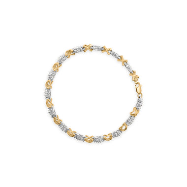 10K Two-Tone Gold 1.00 Cttw Diamond X-Link Link Bracelet