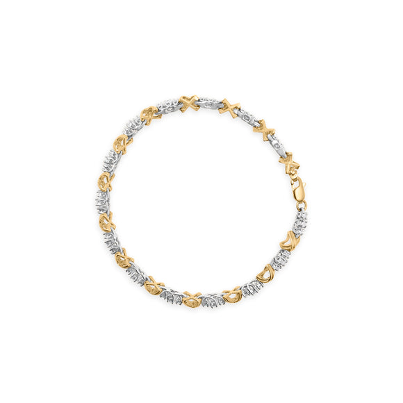 10K Two-Tone Gold 1.00 Cttw Diamond X-Link Link Bracelet