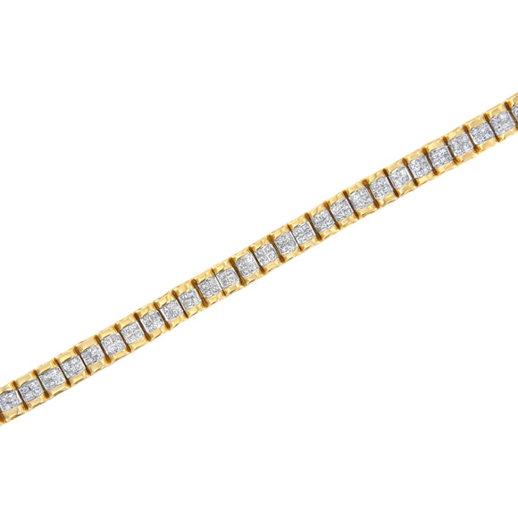 14K Yellow Gold 3.0 Cttw Princess Cut Quad Invisible Set Tennis Bracelet (H-I Color, SI1-SI2 Clarity) - 7â€