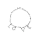 10k White Gold 1/6 Cttw Diamond "Love" Charm Cable Chain Bracelet (H-I Color, I1-I2 Clarity) - 7"-1