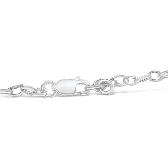 10k White Gold 1/6 Cttw Diamond "Love" Charm Cable Chain Bracelet (H-I Color, I1-I2 Clarity) - 7"