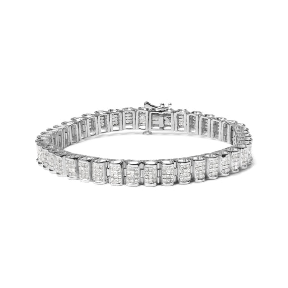 14K Yellow Gold 5.0 Cttw Invisible Set Princess-cut Diamond Buckle Link Tennis Bracelet (H-I Color, SI2-I1 Clarity) - Size 7.25"