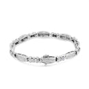14K White Gold 2.0 Cttw Channel-Set Alternating Baguette and Princess-Cut Diamond Link Bracelet (H-I Color, SI2-I1 Clarity) - Size 7-5