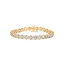 10K Yellow Gold Plated .925 Sterling Silver 2.0 Cttw Round Diamond Cluster "X" Shaped Link Bracelet (H-I Color, I3 Clarity) - 7"-6