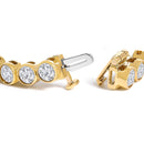 10K Yellow Gold 8.0 Cttw Bezel Set Round Diamond Tennis Bracelet-2