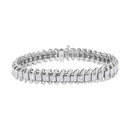 14K White Gold 5.0 Cttw Princess Cut Diamond 7" Invisible Set Wavy S-Link Tennis Bracelet (G-H Color, SI1-SI2 Clarity)-6