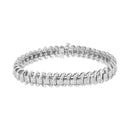 14K White Gold 5.0 Cttw Princess Cut Diamond 7" Invisible Set Wavy S-Link Tennis Bracelet (G-H Color, SI1-SI2 Clarity)-7