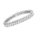14K White Gold 5.0 Cttw Princess Cut Diamond 7" Invisible Set Wavy S-Link Tennis Bracelet (G-H Color, SI1-SI2 Clarity)-8