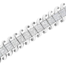 14K White Gold 5.0 Cttw Princess Cut Diamond 7" Invisible Set Wavy S-Link Tennis Bracelet (G-H Color, SI1-SI2 Clarity)-9