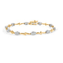 10K White and Yellow Gold 1.00 Cttw Diamond Oval Shaped Cluster Link  Bracelet (I-J Color, SI2-I1 Clarity) - 7" Inches-5