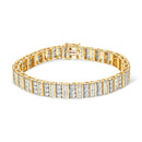 14K Yellow Gold 5.50 Cttw Round and Baguette Diamond Link Bracelet-6