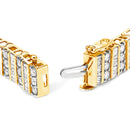 14K Yellow Gold 5.50 Cttw Round and Baguette Diamond Link Bracelet-7
