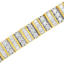 14K Yellow Gold 5.50 Cttw Round and Baguette Diamond Link Bracelet-9