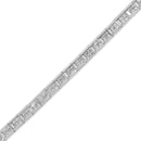 14K White Gold 4 3/8 Cttw Alternating Invisible Set Princess and Baguette Diamond Tennis Bracelet (G-H Color, VS1-VS2 Clarity) - Size 7"-10