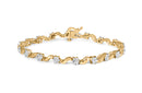 10k Yellow Gold 1.00 Cttw Round-Cut Diamond Floral S-Link 7.50" Bracelet (I-J Color, I2-I3 Clarity)-5