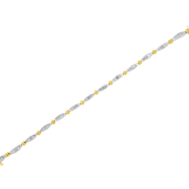 10K Two-Tone Gold 2.0 Cttw Baguette Diamond Channel Link Bracelet - 0
