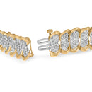 10K Yellow Gold 4.00 Cttw Pave Diamond Classic Link 7" Bracelet (I-J Color, I2-I3 Clarity)-4
