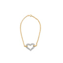 10K Two Tone Gold 1/4 Cttw Diamond Encrusted Heart Charm 7" Bracelet (H-I Color, I1-I2 Clarity)-7