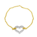 10K Two Tone Gold 1/4 Cttw Diamond Encrusted Heart Charm 7" Bracelet (H-I Color, I1-I2 Clarity)-8