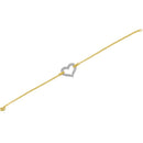 10K Two Tone Gold 1/4 Cttw Diamond Encrusted Heart Charm 7" Bracelet (H-I Color, I1-I2 Clarity)-11