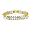 14K Yellow and White Gold 5.0 Cttw Round & Baguette Cut Diamond 7" Reflective Tennis Bracelet (H-I Color, I1-I2 Clarity)-6