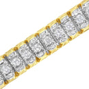 14K Yellow and White Gold 5.0 Cttw Round & Baguette Cut Diamond 7" Reflective Tennis Bracelet (H-I Color, I1-I2 Clarity)-9