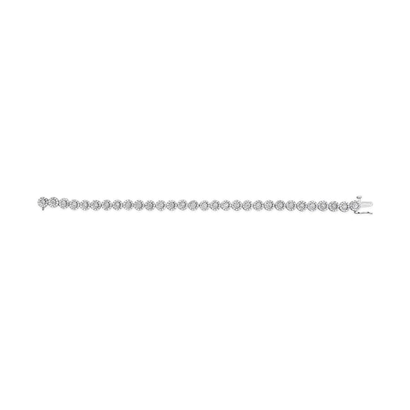14K White Gold 2.00 Cttw Diamond Halo Link Tennis Bracelet (H-I Color, I1-I2 Clarity) - 7" Inches