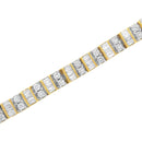 10K Yellow Gold 4.0 Cttw Alternating Baguette & Round Cut Diamond Bezel- & Prong-Set 7" Tennis Bracelet (G-H Color, SI1-SI2 Clarity)-9