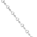 .925 Sterling Silver 1/4 Cttw Round-Cut Diamond Alternating Heart and Leaf Link Bracelet (I-J Color, I3 Clarity) - Size 7.25"-6