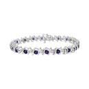 .925 Sterling Silver, Lab-Grown Gemstone and 4 Cttw Round Diamond Tennis Bracelet (H-I Color, I1-I2 Clarity) - Created Blue Sapphire, September Birthstone-11