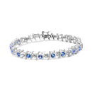 .925 Sterling Silver, Lab-Grown Gemstone and 4 Cttw Round Diamond Tennis Bracelet (H-I Color, I1-I2 Clarity) - Created Blue Sapphire, September Birthstone-13
