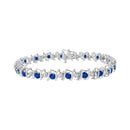 .925 Sterling Silver, Lab-Grown Gemstone and 4 Cttw Round Diamond Tennis Bracelet (H-I Color, I1-I2 Clarity) - Created Blue Sapphire, September Birthstone-1