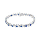 .925 Sterling Silver, Lab-Grown Gemstone and 4 Cttw Round Diamond Tennis Bracelet (H-I Color, I1-I2 Clarity) - Created Blue Sapphire, September Birthstone-2