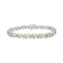.925 Sterling Silver, Lab-Grown Gemstone and 4 Cttw Round Diamond Tennis Bracelet (H-I Color, I1-I2 Clarity) - Created Blue Sapphire, September Birthstone-9