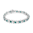 .925 Sterling Silver, Lab-Grown Gemstone and 4 Cttw Round Diamond Tennis Bracelet (H-I Color, I1-I2 Clarity) - Created Blue Sapphire, September Birthstone-15
