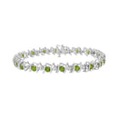 .925 Sterling Silver, Lab-Grown Gemstone and 4 Cttw Round Diamond Tennis Bracelet (H-I Color, I1-I2 Clarity) - Created Blue Sapphire, September Birthstone-7