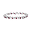 .925 Sterling Silver, Lab-Grown Gemstone and 4 Cttw Round Diamond Tennis Bracelet (H-I Color, I1-I2 Clarity) - Created Blue Sapphire, September Birthstone-6
