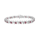 .925 Sterling Silver, Lab-Grown Gemstone and 4 Cttw Round Diamond Tennis Bracelet (H-I Color, I1-I2 Clarity) - Created Blue Sapphire, September Birthstone-8