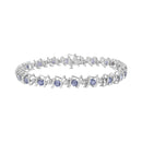 .925 Sterling Silver, Lab-Grown Gemstone and 4 Cttw Round Diamond Tennis Bracelet (H-I Color, I1-I2 Clarity) - Created Blue Sapphire, September Birthstone-10