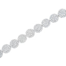 14K White Gold 3-3/4 Cttw Round-Brilliant Cut Diamond 7-1/4" Round Cluster Links Tennis Bracelet (I-J Color, SI2-I1 Clarity)-7