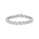 14K White Gold 7 3/8 Cttw Round Brilliant Diamond Floral Cluster and S Link Bracelet (H-I Color, SI2-I1 Clarity) - 7" Inches-5
