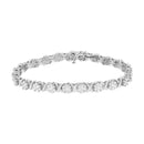 14K White Gold 4 7/8 Cttw Round Brilliant-Cut Diamond Round Cluster & X-Link 7" Tennis Bracelet (I-J Color, SI2-I1 Clarity)-5